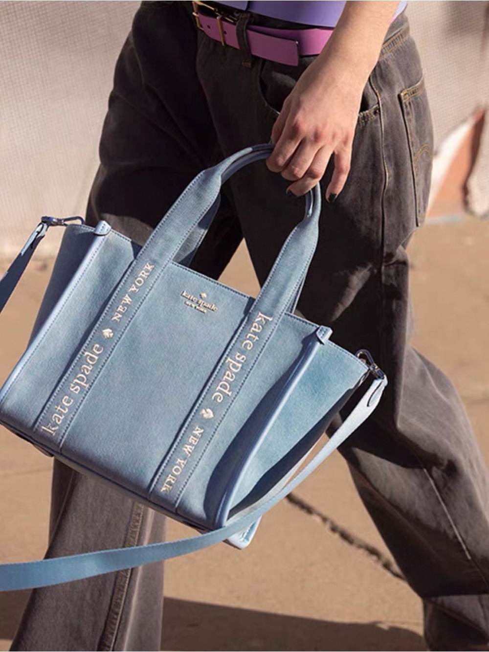 kate spade Light Blue Kip Denim Small Tote